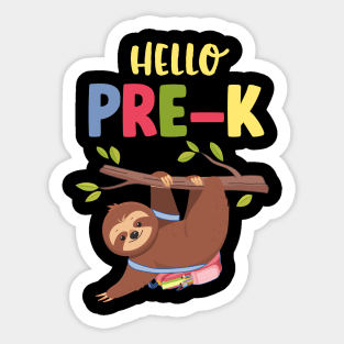 Funny Hello Pre-K Gift Back To School Sloth Shirt Sticker